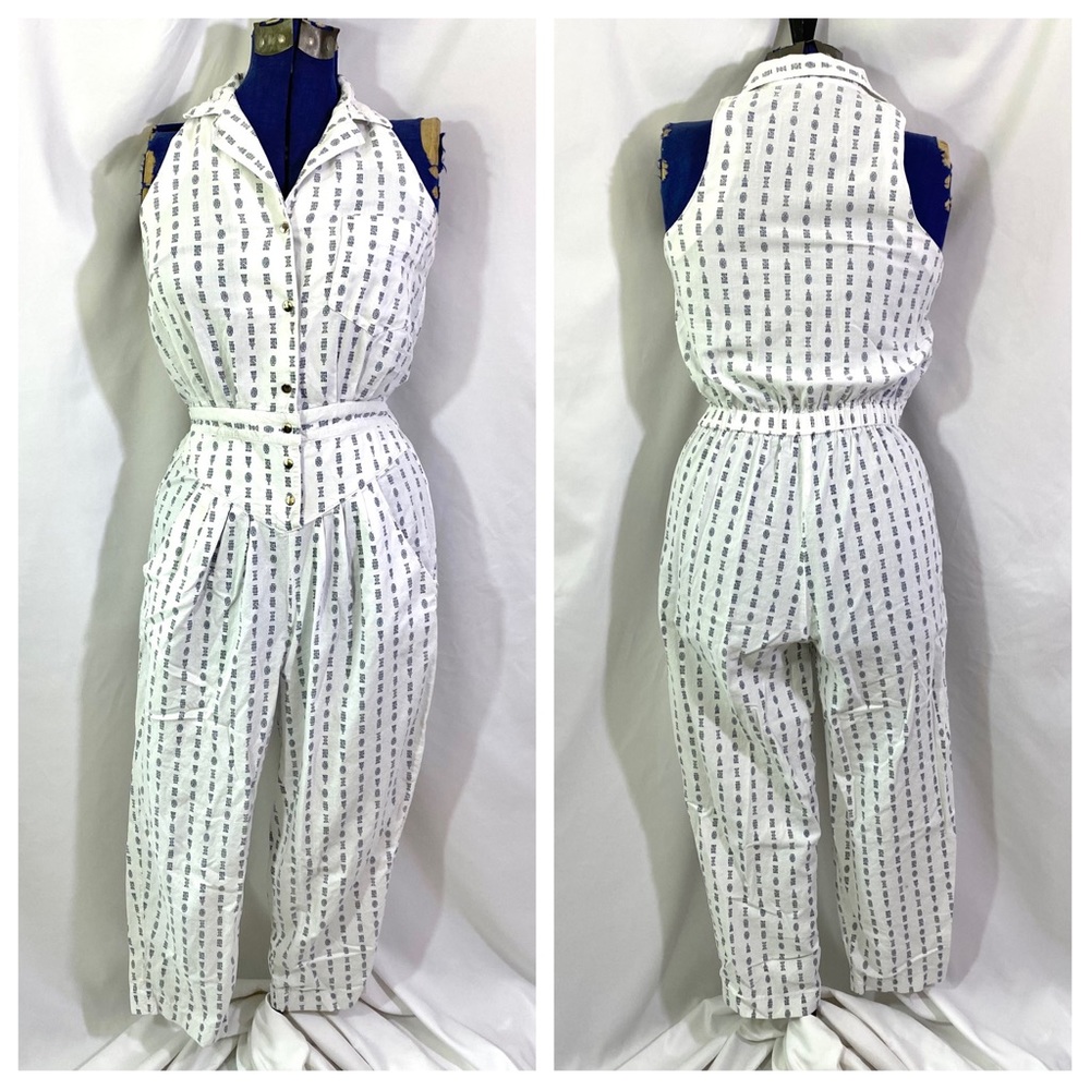Vintage 90’s Sleeveless Romper Jumpsuit 7/8 Small Medium Harem Wide Leg